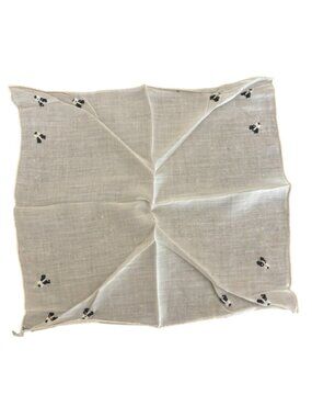 Vintage Sheer Embroidered Black White Handkerchief Victorian Gothic Noir